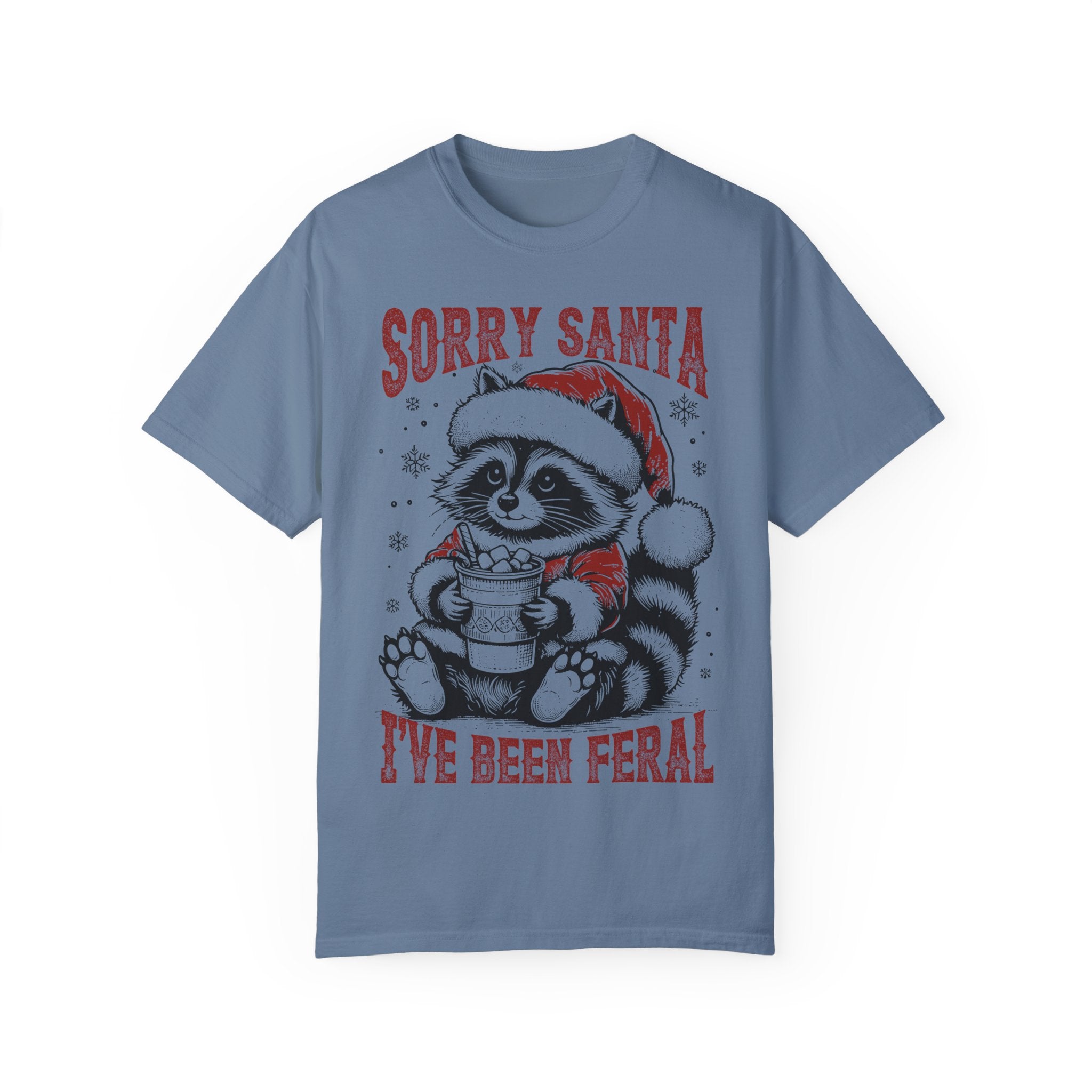 Funny Mens, womens christmas tee,Feral Festive Raccoon: Sorry Santa Tee