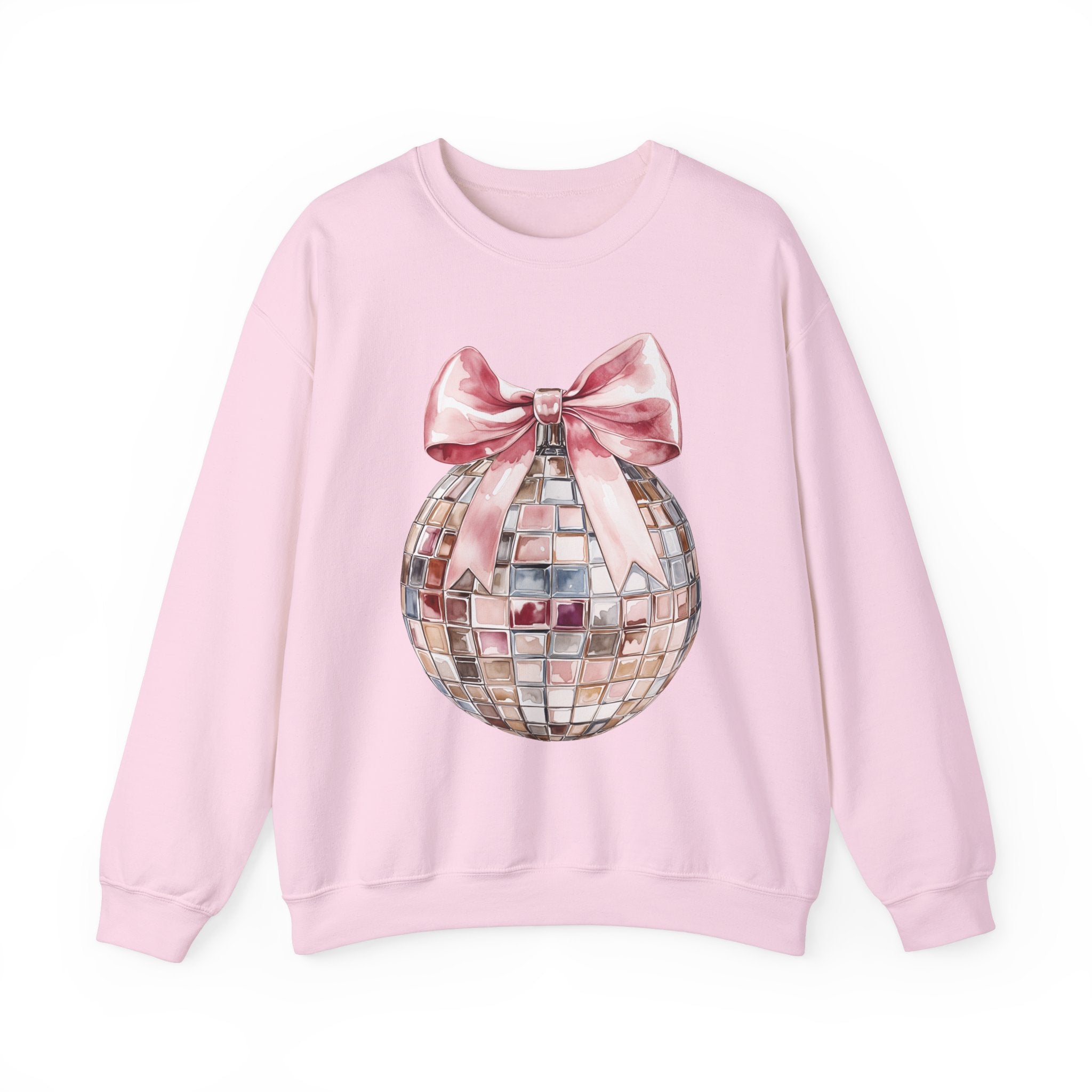 Pretty in Pink: Disco Ball & Bow Crewneck