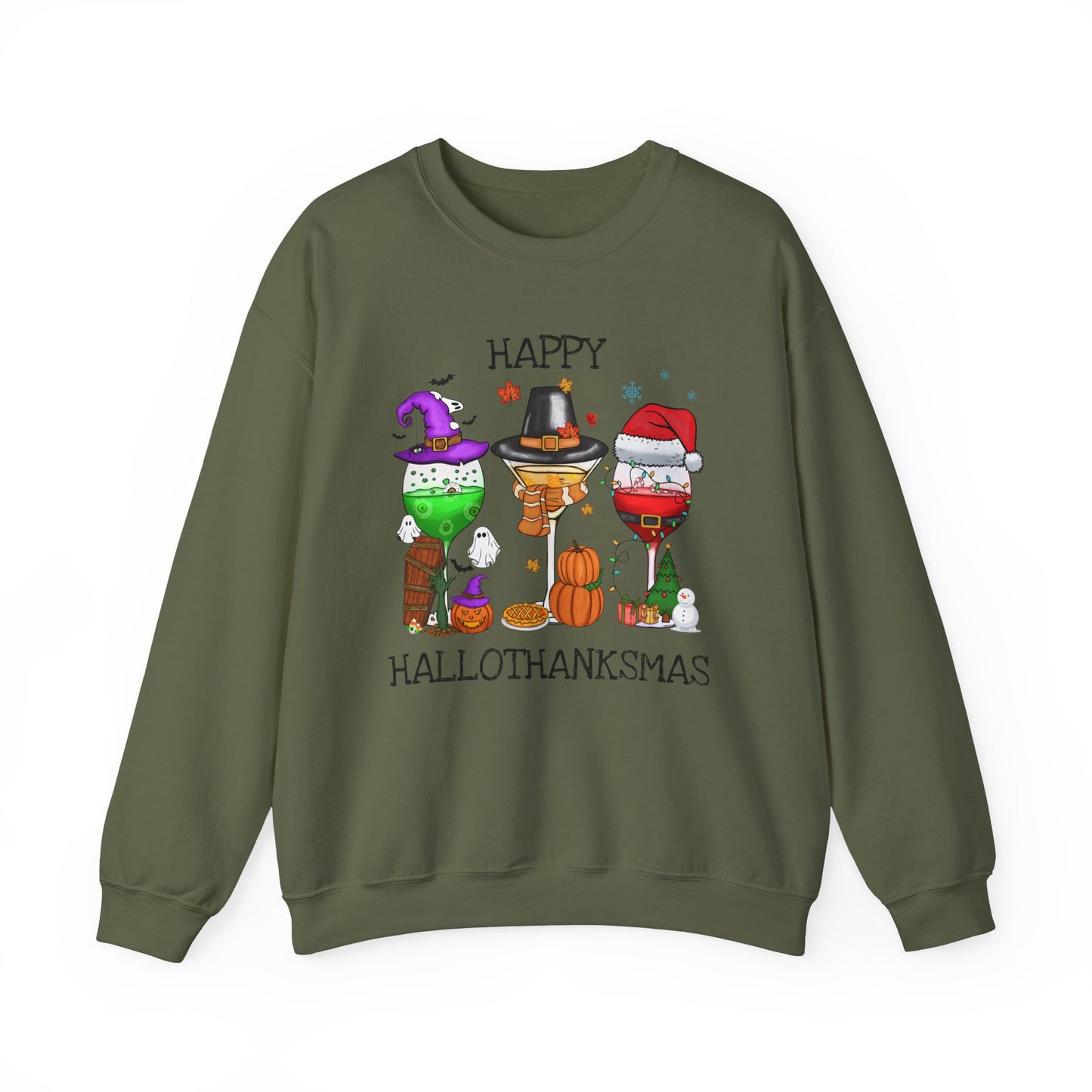 Happy Hallothanksmas: Festive Wine Trio Crewneck