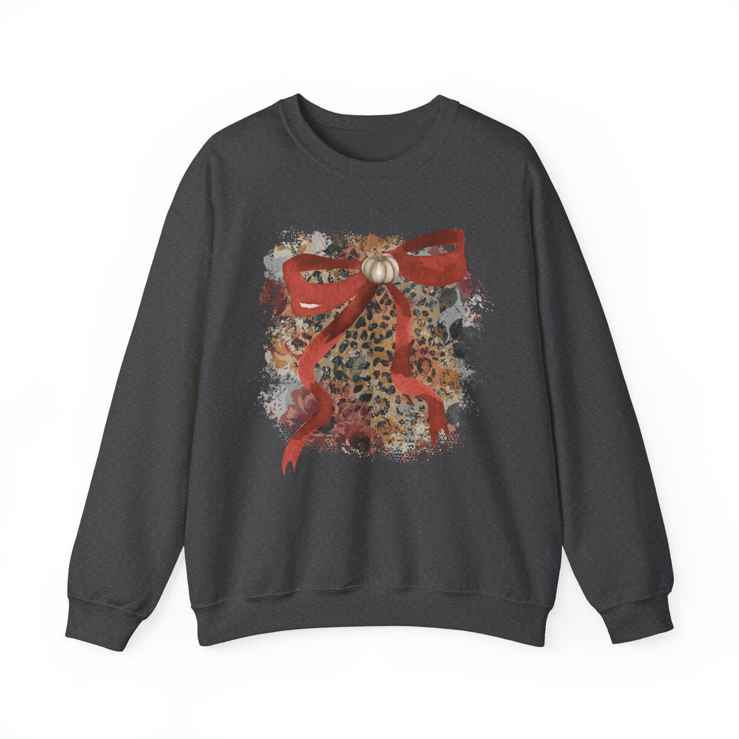 Fall Pumpkin Bow Crewneck Sweatshirt
