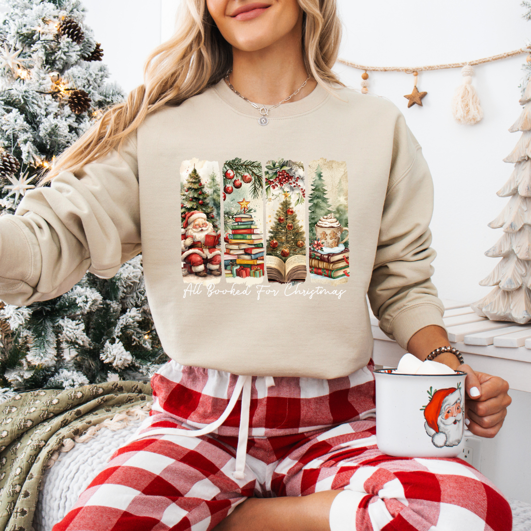 All Booked for the Holidays,Book Loves Christmas Crewneck Sweatshirt