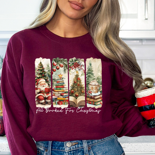 All Booked for the Holidays,Book Loves Christmas Crewneck Sweatshirt