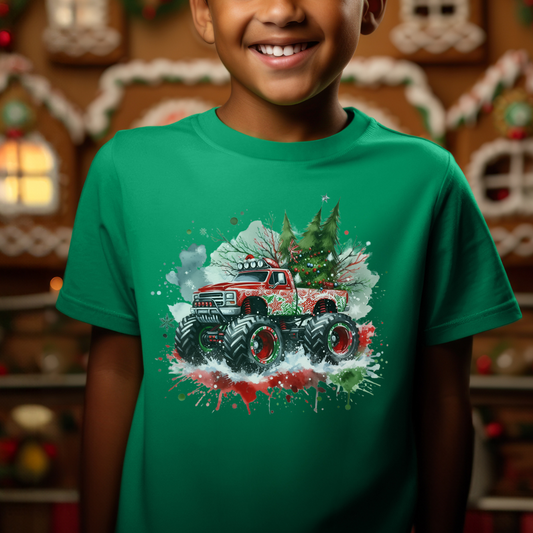 Christmas Crusher: Boys' Monster Truck T-Shirt