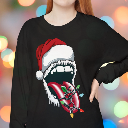 Rolling Stones Inspired Festive Christmas T-shirt Long Sleeve T-Shirt