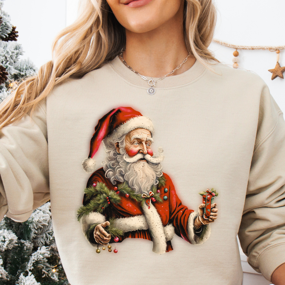 Vintage Santa,  Midweight Softstyle Fleece Crewneck Sweatshirt