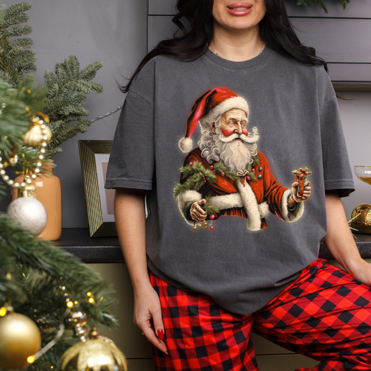 Vintage Santa: Unisex Garment-Dyed T-shirt